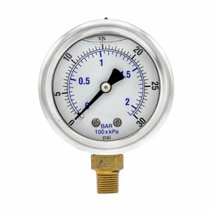 PIC GAUGES 201L-208C Industrial Pressure Gauge, 0 To 30 Psi, 2 Inch Dial, 1/8 Inch Npt Male, Bottom | CT7TKW 20TV01