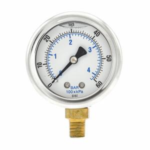 PIC GAUGES 201L-208D Industrial Pressure Gauge, 0 To 60 Psi, 2 Inch Dial, 1/8 Inch Npt Male, Bottom | CT7TNC 20TV02