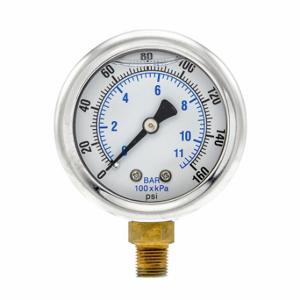 PIC GAUGES 201L-208F Industrial Pressure Gauge, 0 To 160 Psi, 2 Inch Dial, 1/8 Inch Npt Male, Dual | CT7THY 20TV04