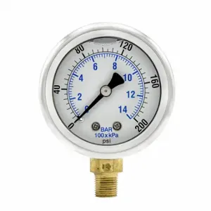 PIC GAUGES 201L-208G Industrial Pressure Gauge, 0 To 200 Psi, 2 Inch Dial, 1/8 Inch Npt Male, Dual | CT7TJY 20TV05