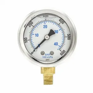 PIC GAUGES 201L-208K Industrial Pressure Gauge, 0 To 600 Psi, 2 Inch Dial, 1/8 Inch Npt Male, Dual | CT7TNT 20TV07