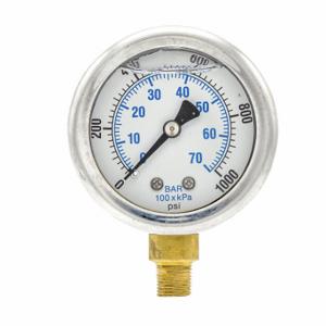 PIC GAUGES 201L-208M Industrial Pressure Gauge, 0 To 1000 Psi, 2 Inch Dial, 1/8 Inch Npt Male | CT7TGJ 20TV08