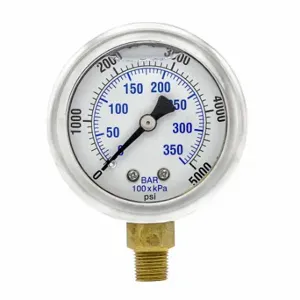 PIC GAUGES 201L-208R Industrial Pressure Gauge, 0 To 5000 Psi, 2 Inch Dial, 1/8 Inch Npt Male | CT7TMF 20TV11