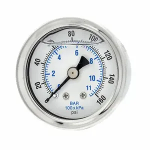 PIC GAUGES 202L-158F Industrial Pressure Gauge, 0 To 160 Psi, 1 1/2 Inch Dial, 1/8 Inch Npt Male | CT7THM 20TV89