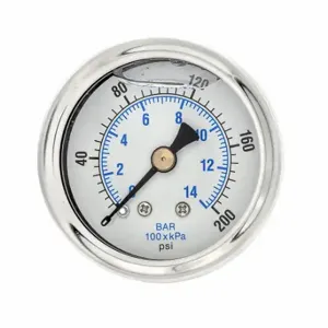 PIC GAUGES 202L-158G Industrial Pressure Gauge, 0 To 200 Psi, 1 1/2 Inch Dial, 1/8 Inch Npt Male | CT7TJM 20TV90