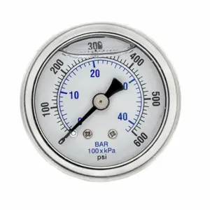 PIC GAUGES 202L-158K Industrial Pressure Gauge, 0 To 600 Psi, 1 1/2 Inch Dial, 1/8 Inch Npt Male | CT7TNE 20TV92