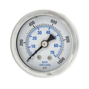 PIC GAUGES 202L-158M Industrial Pressure Gauge, 0 To 1000 Psi, 1 1/2 Inch Dial, 1/8 Inch Npt Male | CT7TFW 20TV93