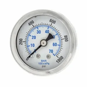 PIC GAUGES 202L-158M Industrial Pressure Gauge, 0 To 1000 Psi, 1 1/2 Inch Dial, 1/8 Inch Npt Male | CT7TFW 20TV93