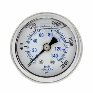 PIC GAUGES 202L-158O Industrial Pressure Gauge, 0 To 2000 Psi, 1 1/2 Inch Dial, Center Back | CT7TJC 20TV94