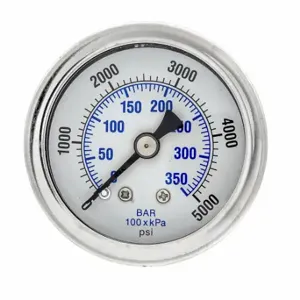 PIC GAUGES 202L-158R Industrial Pressure Gauge, 0 To 5000 Psi, 1 1/2 Inch Dial, Center Back | CT7TLY 20TV96