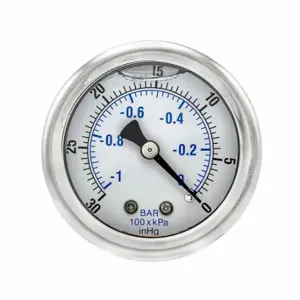 PIC GAUGES 202L-204A Industrial Vacuum Gauge, 30 To 0 Inch Hg, 2 Inch Dial, 1/4 Inch Npt Male, Dual | CT7TTV 20TV97