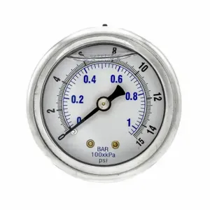 PIC GAUGES 202L-204B Industrial Pressure Gauge, 0 To 15 Psi, 2 Inch Dial, 1/4 Inch Npt Male, Dual | CT7THH 20TV98