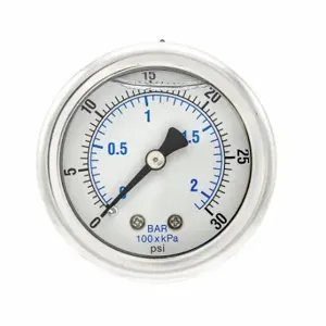 PIC GAUGES 202L-204C Industrial Pressure Gauge, 0 To 30 Psi, 2 Inch Dial, 1/4 Inch Npt Male, Dual | CT7TKV 20TV99