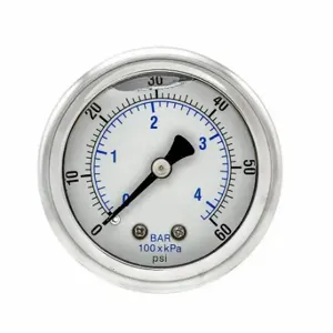 PIC GAUGES 202L-204D Industrial Pressure Gauge, 0 To 60 Psi, 2 Inch Dial, 1/4 Inch Npt Male, Dual | CT7TNB 20TW02