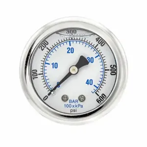 PIC GAUGES 202L-204K Industrial Pressure Gauge, 0 To 600 Psi, 2 Inch Dial, 1/4 Inch Npt Male, Dual | CT7TNQ 20TW06