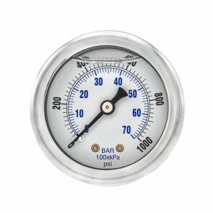 PIC GAUGES 202L-204M Industrial Pressure Gauge, 0 To 1000 Psi, 2 Inch Dial, 1/4 Inch Npt Male, 20 | CT7TGE 20TW07