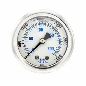 PIC GAUGES 202L-204P Industrial Pressure Gauge, 0 To 3000 Psi, 2 Inch Dial, 1/4 Inch Npt Male | CT7TKD 20TW09