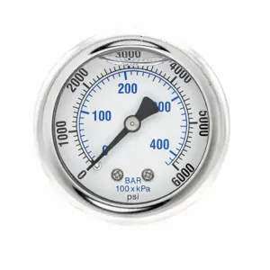 PIC GAUGES 202L-204S Industrial Pressure Gauge, 0 To 6000 Psi, 2 Inch Dial, 1/4 Inch Npt Male | CT7TMT 20TW11