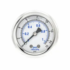 PIC GAUGES 202L-208B Industrial Pressure Gauge, 0 To 15 Psi, 2 Inch Dial, 1/8 Inch Npt Male, Dual | CT7THJ 20TW13