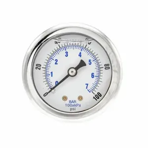 PIC GAUGES 202L-208E Industrial Pressure Gauge, 0 To 100 Psi, 2 Inch Dial, 1/8 Inch Npt Male, Dual | CT7THB 20TW16