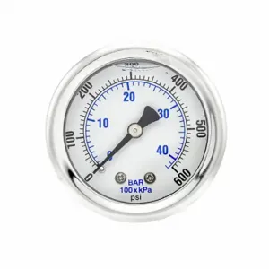 PIC GAUGES 202L-208K Industrial Pressure Gauge, 0 To 600 Psi, 2 Inch Dial, 1/8 Inch Npt Male, Dual | CT7TNU 20TW20