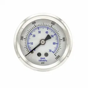 PIC GAUGES 202L-208M Industrial Pressure Gauge, 0 To 1000 Psi, 2 Inch Dial, 1/8 Inch Npt Male, 20 | CT7TGK 20TW21