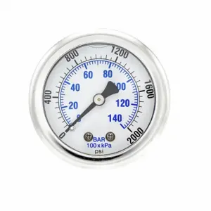 PIC GAUGES 202L-208O Industrial Pressure Gauge, 0 To 2000 Psi, 2 Inch Dial, 1/8 Inch Npt Male | CT7TTG 20TW22