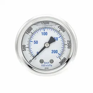 PIC GAUGES 202L-208P Industrial Pressure Gauge, 0 To 3000 Psi, 2 Inch Dial, 1/8 Inch Npt Male | CT7TKF 20TW23