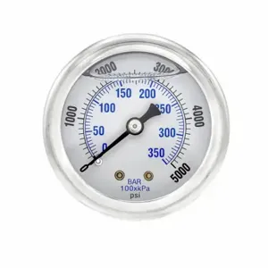 PIC GAUGES 202L-208R Industrial Pressure Gauge, 0 To 5000 Psi, 2 Inch Dial, 1/8 Inch Npt Male | CT7TMG 20TW24