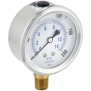 PIC GAUGES PRO-201L-254G Industrial Pressure Gauge, 0 To 200 Psi, 2 1/2 Inch Dial, Liquid-Filled, 1/4 Inch Npt Male | CT7TJU 20TV24