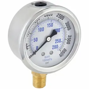 PIC GAUGES PRO-201L-254Q Industrial Pressure Gauge, 0 To 4000 PSI, 2 1/2 Inch Dial, Liquid-Filled | CT7TLL 20TV33