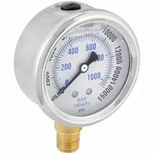 PIC GAUGES PRO-201L-254V Industrial Pressure Gauge, 0 To 15000 PSI, 2 1/2 Inch Dial, Liquid-Filled | CT7THL 20TV38