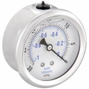 PIC GAUGES PRO-202L-254A Industrial Vacuum Gauge, 30 To 0 Inch Hg, 2 1/2 Inch Dial, Liquid-Filled | CT7TTU 20TW25