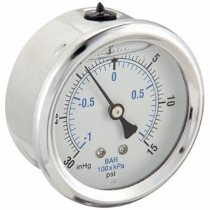 PIC GAUGES PRO-202L-254CB Industrial Compound Gauge, 30 To 0 To 15 Inch Hg/Psi, 2 1/2 Inch Dial, Liquid-Filled | CT7TFJ 20TW28