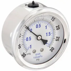 PIC GAUGES PRO-202L-254CC Industrial Compound Gauge, 30 To 0 To 30 Inch Hg/Psi, 2 1/2 Inch Dial, Liquid-Filled | CT7TTB 20TW29