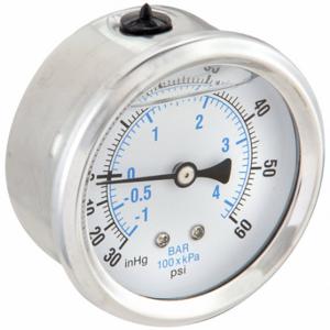 PIC GAUGES PRO-202L-254CD Industrial Compound Gauge, 30 To 0 To 60 Inch Hg/Psi, 2 1/2 Inch Dial, Liquid-Filled | CT7TFV 20TW30