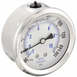 PIC GAUGES PRO-202L-254CF Industrial Compound Gauge, 30 To 0 To 150 Inch Hg/Psi, 2 1/2 Inch Dial, Liquid-Filled | CT7TFK 20TW32