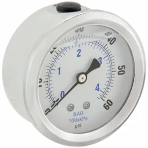 PIC GAUGES PRO-202L-254D Industrial Pressure Gauge, 0 To 60 Psi, 2 1/2 Inch Dial, Liquid-Filled, 1/4 Inch Npt Male | CT7TMZ 20TW35