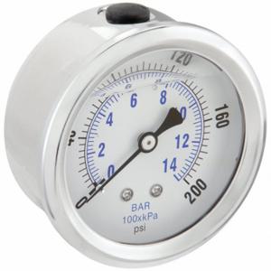 PIC GAUGES PRO-202L-254G Industrial Pressure Gauge, 0 To 200 Psi, 2 1/2 Inch Dial, Liquid-Filled, 1/4 Inch Npt Male | CT7TRD 20TW38