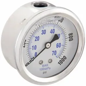 PIC GAUGES PRO-202L-254M Industrial Pressure Gauge, 0 To 1000 PSI, 2 1/2 Inch Dial, Liquid-Filled | CT7TGC 20TW41