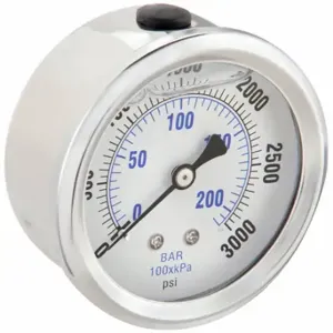 PIC GAUGES PRO-202L-254P Industrial Pressure Gauge, 0 To 3000 PSI, 2 1/2 Inch Dial, Liquid-Filled | CT7TKC 20TW44