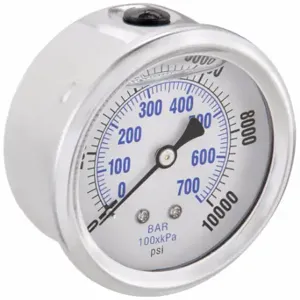 PIC GAUGES PRO-202L-254U Industrial Pressure Gauge, 0 To 10000 PSI, 2 1/2 Inch Dial, Liquid-Filled | CT7TGP 20TW49