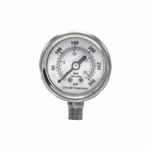PIC GAUGES PRO-301D-158H-01 Industrial Pressure Gauge, 0 To 300 PSI, 1 1/2 Inch Dial, Field-Fillable | CT7TLA 54XP83
