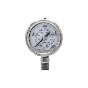 PIC GAUGES PRO-301D-158O-01 Industrial Pressure Gauge, 0 To 2000 PSI, 1 1/2 Inch Dial, Field-Fillable | CT7TJE 54XP87