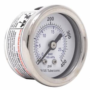 PIC GAUGES PRO-302D-158I-01 Industrial Pressure Gauge, 0 To 400 PSI, 1 1/2 Inch Dial, Field-Fillable | CT7TLQ 54XP92
