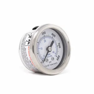 PIC GAUGES PRO-302D-158K-01 Industrial Pressure Gauge, 0 To 600 PSI, 1 1/2 Inch Dial, Field-Fillable | CT7TNJ 54XP93