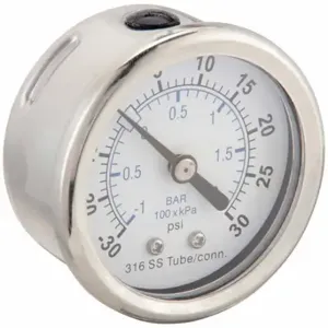 PIC GAUGES PRO-302D-204CC-01 Industrial Compound Gauge, 30 To 0 To 30 Inch Hg/Psi, 2 Inch Dial, Field-Fillable, 300 | CT7TQY 54XP97