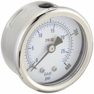 PIC GAUGES PRO-302D-204I-01 Industrial Pressure Gauge, 0 To 400 PSI, 2 Inch Dial, Field-Fillable, 1/4 Inch Npt Male | CT7TLV 54XP98