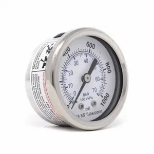 PIC GAUGES PRO-302D-204M-01 Industrial Pressure Gauge, 0 To 1000 Psi, 2 Inch Dial, Field-Fillable, 1/4 Inch Npt Male | CT7TGL 54XR01