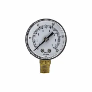 PIC GAUGES SEP-101D-204E-BSPT Industrial Pressure Gauge, 0 To 100 PSI, 2 Inch Dial, 1/4 Inch Npt Male, Copper, Dual | CT7TGY 54XP10